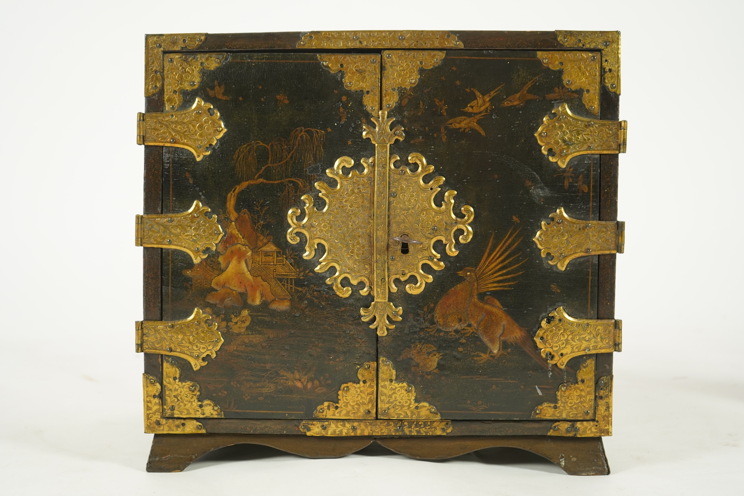 A George I black japanned table cabinet, c.1720